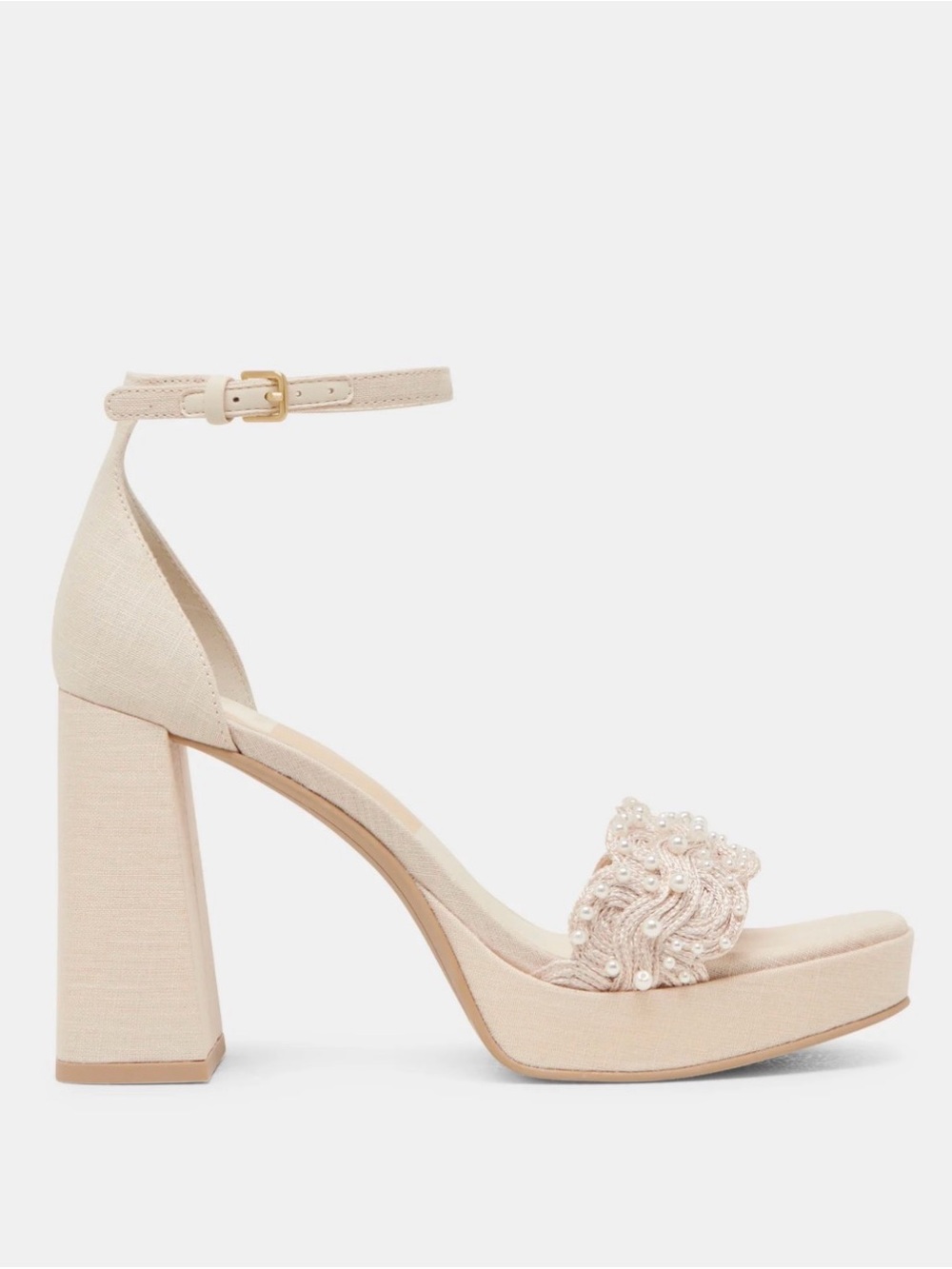 NWT DOLCE VITA PELTIN PEARL HEELS VANILLA WOVEN RAFFIA